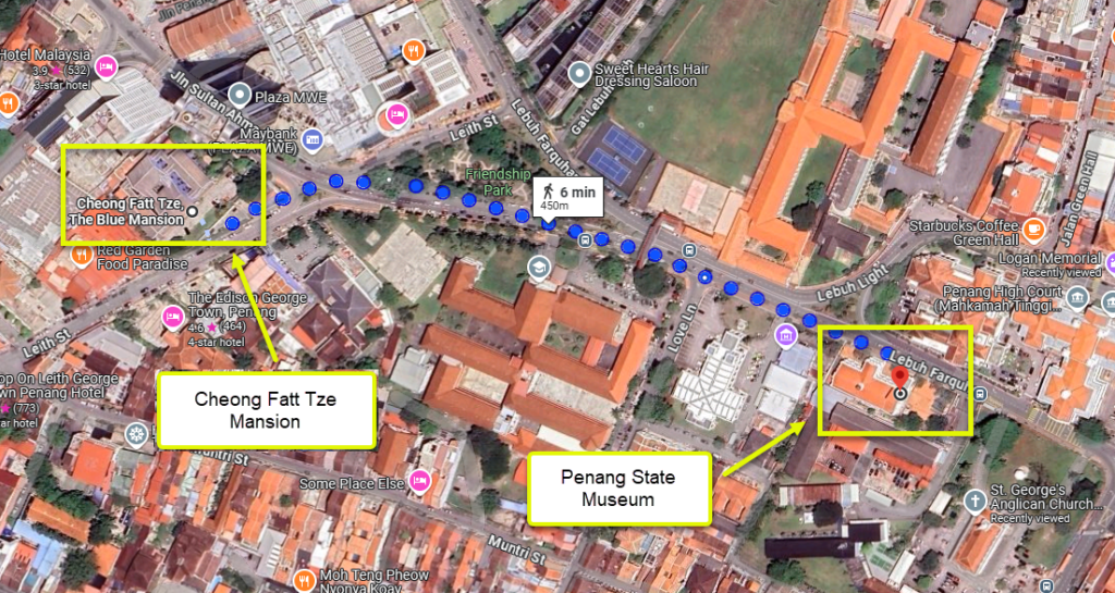 Walking Route Cheong Fatt Tze Mansion to Penang State Museum